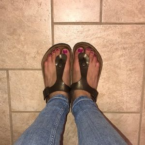 Olive green Birkenstock sandals. Size 7